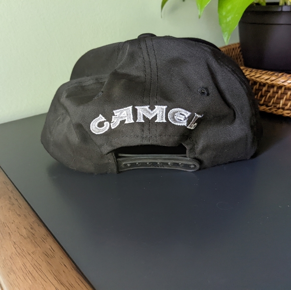 Vintage CAMEL Cigarettes Snapback Baseball Hat Cap Black Logo & Spellout Back - Picture 5 of 7